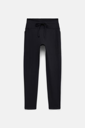 Black Compressive Drawstring Pocket Legging