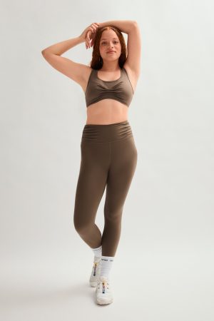 Café Compressive Pleated Waistband Legging