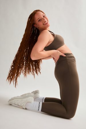 Café Compressive Pleated Waistband Legging