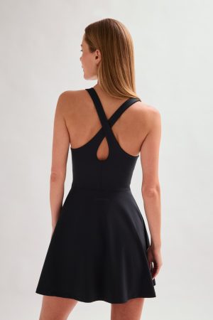 Black Fiona Ruched Dress