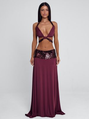 ALUNA MAXI SKIRT BURGUNDY