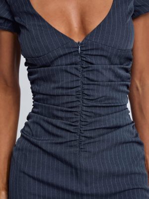CERESIA MINI DRESS CHARCOAL PINSTRIPE