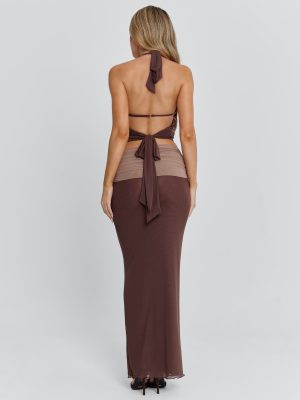 NERINA MAXI SKIRT CHOCOLATE